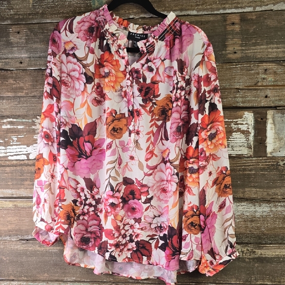 Premise Floral Blouse - Pink and Orange, Plus Size 2X, NWT - Picture 1 of 5